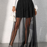 Jupe longue fluide transparente style vacances femme