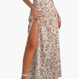 Jupe Longue Fendue à Imprimé Fleuri Femme Style Estival Décontracté