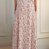 Jupe Longue Fendue à Imprimé Fleuri Femme Style Estival Décontracté