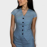 Ivy™ | Elegancki top z dekoltem V i spodnie