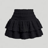 Jupe courte à volants style bohème pour femme, idéale pour l'été et le printemps