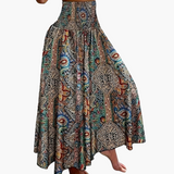 Jupe longue taille haute bohème femme à motifs tropicaux pour l'été