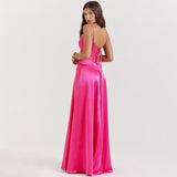 Olivia | Elegancka sukienka satynowa maxi z wiązaniem na plecach