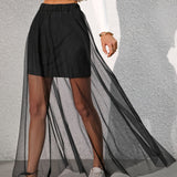 Jupe longue fluide transparente style vacances femme
