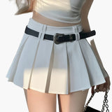 Jupe plissée taille haute style sexy pour femme, avec ceinture, idéale pour un look moderne