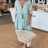 Damska Sukienka Midi z Nadrukiem | Boho