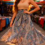 Jupe longue femme style bohème chic imprimé paisley – Élégante et fluide pour le printemps-été