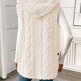 Gilet sans manches à capuche style torsadé pour femme, élégant et décontracté