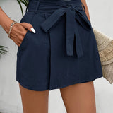 Jupe portefeuille courte taille haute avec ceinture nouée pour femme - Style élégant d'été