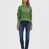 Ava | Casualny Sweter z Długim Rękawem w Wzór Kropki