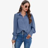 Elegancka bluzka chiffon z lampionowymi rękawami