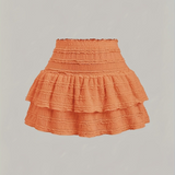 Jupe courte à volants style bohème pour femme, idéale pour l'été et le printemps