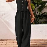 Combinaison élégante sans manches style gilet pour femme – Look chic et décontracté