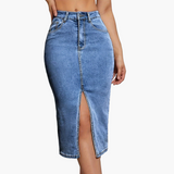Jupe crayon fendue à taille haute pour femme, style casual chic, idéale pour l'été