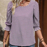 👚 Damski top casualowy z okrągłym dekoltem i nadrukiem