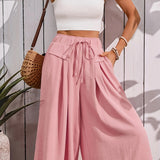 Jupe-culotte ample femme style élégant pour l'été, coupe large et décontractée