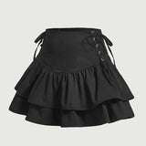 Jupe femme gothique élégante à volants avec laçage corset pour soirées et tenues alternatives