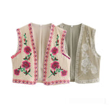 Tara – Gilet brodé bicolore décontracté à la mode
