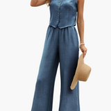Combinaison élégante sans manches style gilet pour femme – Look chic et décontracté