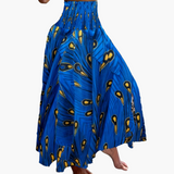 Jupe longue taille haute bohème femme à motifs tropicaux pour l'été