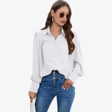 Elegancka bluzka chiffon z lampionowymi rękawami
