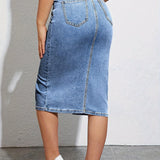 Jupe crayon fendue à taille haute pour femme, style casual chic, idéale pour l'été