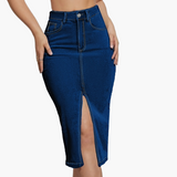 Jupe crayon fendue à taille haute pour femme, style casual chic, idéale pour l'été