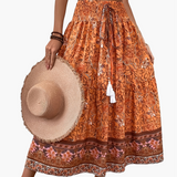 Jupe longue bohème à motif floral pour femme, style été élégant