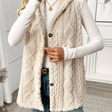 Gilet sans manches à capuche style torsadé pour femme, élégant et décontracté