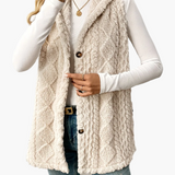 Gilet sans manches à capuche style torsadé pour femme, élégant et décontracté