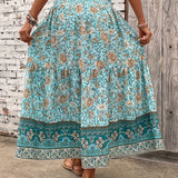 Jupe longue bohème à motif floral pour femme, style été élégant