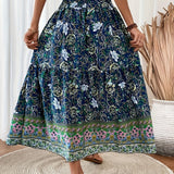 Jupe longue bohème à motif floral pour femme, style été élégant