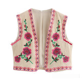 Tara – Gilet brodé bicolore décontracté à la mode