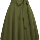 Jupe patineuse femme chic à taille haute avec ceinture nouée – Style élégant pour toutes occasions