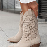 Amanda – Bottes pour femmes à talons moyens en daim brûlé