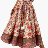Jupe longue bohème à motif floral pour femme, style été élégant