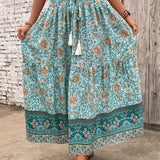 Jupe longue bohème à motif floral pour femme, style été élégant
