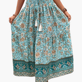 Jupe longue bohème à motif floral pour femme, style été élégant