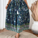 Jupe longue bohème à motif floral pour femme, style été élégant
