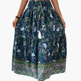 Jupe longue bohème à motif floral pour femme, style été élégant