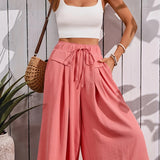Jupe-culotte ample femme style élégant pour l'été, coupe large et décontractée