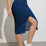 Jupe crayon fendue à taille haute pour femme, style casual chic, idéale pour l'été
