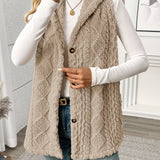 Gilet sans manches à capuche style torsadé pour femme, élégant et décontracté
