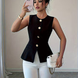 Gilet élégant sans manches pour femme, style chic et moderne, idéal pour le bureau ou les sorties