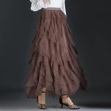 Jupe longue asymétrique en tulle style doux femme pour occasions spéciales et tenues élégantes