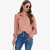 Elegancka bluzka chiffon z lampionowymi rękawami
