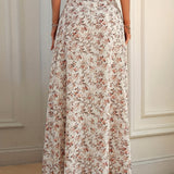 Jupe Longue Fendue à Imprimé Fleuri Femme Style Estival Décontracté
