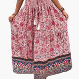 Jupe longue bohème à motif floral pour femme, style été élégant