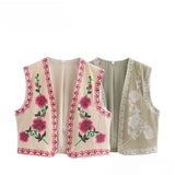 Tara – Gilet brodé bicolore décontracté à la mode