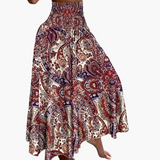 Jupe longue taille haute bohème femme à motifs tropicaux pour l'été